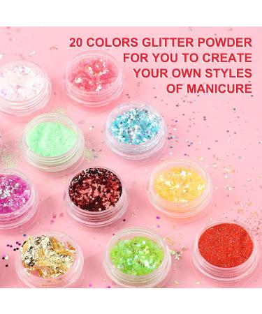 Morovan Poly Gel Nail Kit with UV Lamp - Clear Poly Nail Gel Kit with Glitter | 20 Nail Art Tools Included - Buy Online on SooperMarket.com