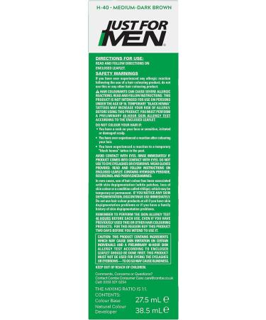 Just For Men Original Formula H40 Medium-Dark Brown Hair Dye - Targets Grey, Restores Natural Color for a Youthful Look - Buy Online on SooperMarket.com