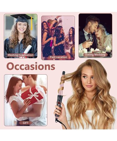 6 in 1 Curling Iron Set with Interchangeable Ceramic Barrels, LCD Temperature Display, Dual Voltage - Heats Up Quickly for Hair Crimping & Waving - Includes Glove & Clips - Buy Online on SooperMarket.com