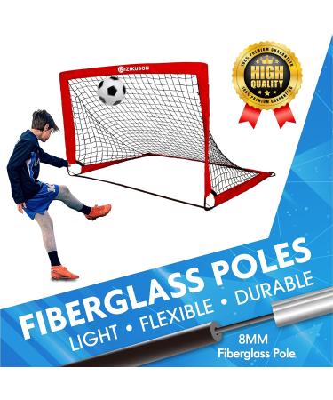 Set of 2 Portable Soccer Goals for Kids | Indoor Pop Up 4'x3' Toddler Soccer Nets with Training Equipment & Cones - Red - Buy Online on SooperMarket.com