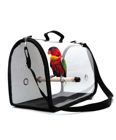 Mildair Lightweight Bird Carrier Bird Travel Cage PVC Transparent Breathable Parrot Handbag with a Wooden Stick