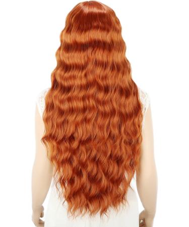 YEESHEDO Ginger Long Hair Wigs | Natural Curly Wavy Synthetic Wig with Fringe | 28 Copper Red Orange Wig for Parties and Cosplay - Buy Online on SooperMarket.com