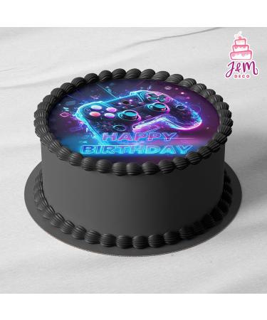 J & M Deco Edible Cake Rapers - Gamer Motif Birthday Cake Decoration - 20cm Fondant Dining Paper Tortendeko - Buy Online on SooperMarket.com