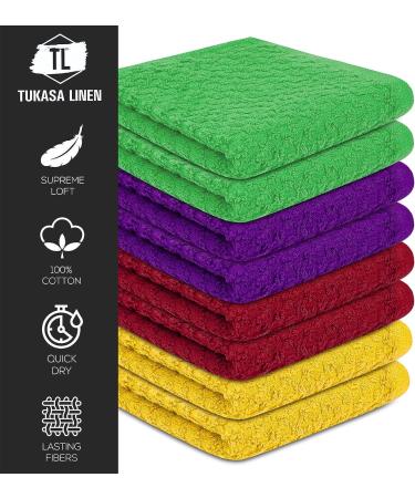 Tukasa Linens 16 Pack Cotton Washcloths - 12x12 Inches - Highly Absorbent Face and Body Towels - Multipurpose and Lightweight - Travel and Bath Towel - Multi-Color - Buy Online on SooperMarket.com