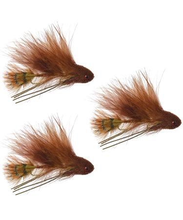 The Fly Fishing Place Mini Dungeon Brown Articulated Streamers Trout Bass Fly Fishing Flies - Set of 3 Hook Size 6