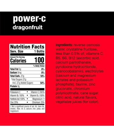 Buy Vitaminwater Power-C Dragonfruit - Electrolyte Enhanced Drink 20 Fl Oz (12 Pack) | International Shipping Available - Buy Online on SooperMarket.com