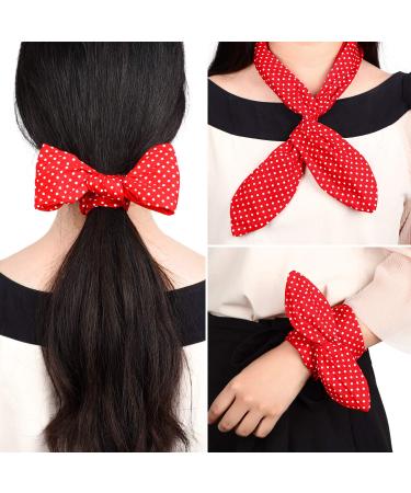 Retro 1940s Head Scarf Set - Red Black Boho Bow Headbands for Women - Vintage Rabbit Ear Hairband - Lovely Dot Design - Buy Online on SooperMarket.com