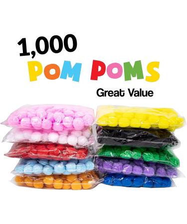 1000 Pieces 1 Inch Pom Poms for Crafts - 10 Assorted Colors - Puff Balls - Separated by Bag - Buy Online on SooperMarket.com
