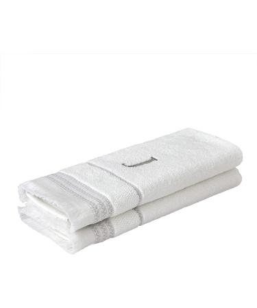 SKL Home Monogram Hand Towel Set - J, 16x26, White (2 Pack) - Buy Online on SooperMarket.com