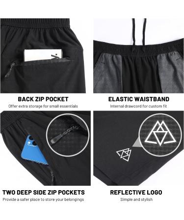 Haimont Men's Running Shorts 7 - Quick Dry Lightweight Athletic Shorts with Zipper Pockets - Black - Size Medium - Buy Online on SooperMarket.com