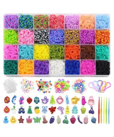 12800+ Rubber Bands Bracelet Kit in 28 Unique Colors, Loom Bracelet Craft Kit with Accessories for Kids Gift, Loom Rubber Bands
