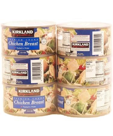 Kirkland Signature Premium Chunk Chicken Breast Packed in Water, 12.5 Ounce, 6 Count 12.5 Ounce (Pack of 6)