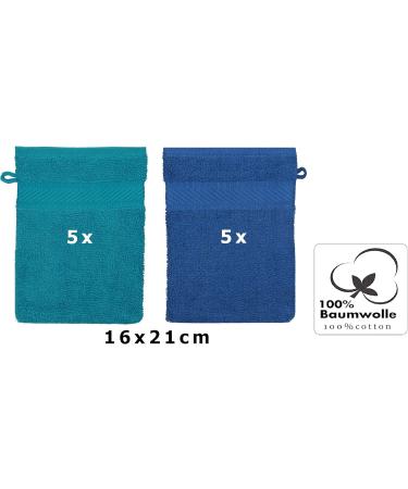 Buy Betz 10-Piece Terry Cloth Wash Gloves Set - 100% Cotton Blue-Petrol 16x21 cm - Perfect for Gentle Cleansing | International Shipping Available - Buy Online on SooperMarket.com