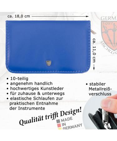 Buy Three Swords Germany 10-Piece Manicure Set 'Spezia' - Blue Artificial Leather Case | Nail Scissors Skin Scissors Nail Pliers & More - Buy Online on SooperMarket.com