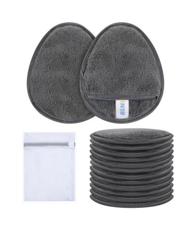 SINLAND Reusable Makeup Remover Pads For Face Eye Lips Microfiber Gentle Facial Cleansing Cloths for All Skin Types Friendly for Makeup Remover With Laundry Bag 5.1inchx3.93inch Grey Pack of 12 Grey 1 Count (Pack of 12)