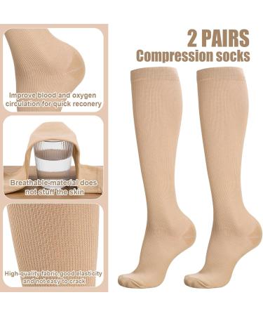 Firtink 2 Pairs Compression Socks For Women Men 20-30 Mmhg Knee High Socks Varicose Veins Socks Surgical Compression Socks For Nursing Pregnancy Flight Sports Travel - Buy Online on SooperMarket.com