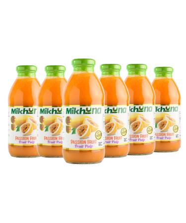 Mikhuna Passion Fruit Pulp-6 Pack -475ml per Unit for Juice Smoothies Desserts Ice Cream Cocktails Sauces