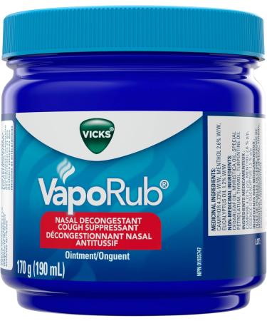 Vicks VapoRub Nasal Decongestant Cough Suppressant Relief from Cold Aches & Pains Chest Rub Ointment Original scent 170 g/190 mL 190 mL Original - Buy Online on SooperMarket.com