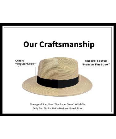 Pineapple&Star Sun Straw Fedora Beach Hat UPF50+ Unisex Beige Small - Buy Online on SooperMarket.com