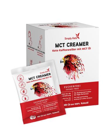 Simply Keto MCT Creamer (10er box) - sugar -free ketogenic coffee white for bulletproof coffee - with MCT oil coconut oil & pasture butter - without carbohydrates - optimized for performance MCT Creamer (10x 20g packs)