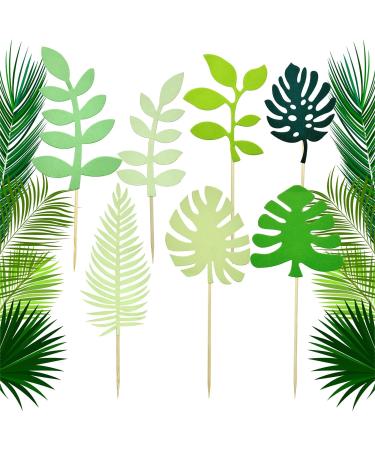 14 PCS Tropical Leaves Cake Topper Personalised Artificial Palm Leaves Glittery Tropical Jungle Cake Topper Tropical Party Jungle Hawii Summer Theme Birthday Party Supplies Cake Decorations - Buy Online on SooperMarket.com