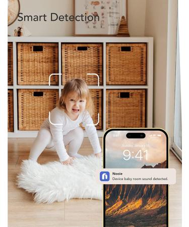Nooie 1080P Baby Monitor Camera with Night Vision, Motion/Sound Detection, 2.4G WiFi Home Security, Alexa Compatible - 1 Pack - Buy Online on SooperMarket.com