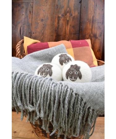 Pachamama Handmade XL Wool Tumble Dryer Balls 7cm 3 Pk Reduce Drying Time Save Energy Fabric Soften Reduce Static Reduce Wrinkles Unscented Long Life - Cute Sheep Pattern Felted by Hand Fair Trade - Buy Online on SooperMarket.com