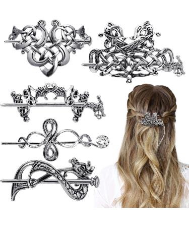 Noverlife 5PCS Celtic Hairpins - Vintage Silver Viking Hair Clips for Girls and Women - Buy Online on SooperMarket.com