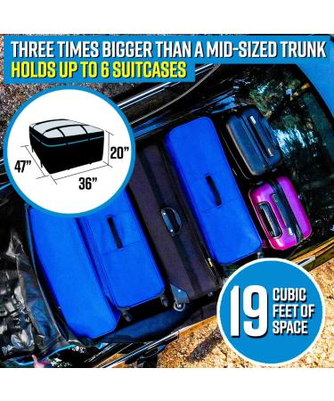 XXL Car Rooftop Cargo Carrier Bag | Waterproof Car Topper Luggage Carrier | No Roof Rack Needed | 6 Hooks Mat Storage | Universal Fit for SUVs - Buy Online on SooperMarket.com