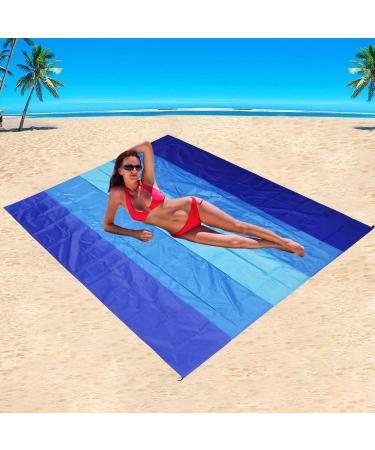 WIWIGO Sandproof Beach Blanket 79 X 83 - Waterproof Outdoor Picnic Mat for Travel, Camping, Hiking - Blue - Buy Online on SooperMarket.com