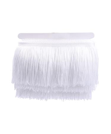 YYCRAFT 10 Yards 4 Inch Wide Tassel Curtian Fringe Trim by The Yard for DIY Sewing Crafts Clothing Curtains Decoration-White