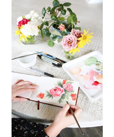 Linden Art Watercolor Journal - 140lb (300 GSM), 64 Cold Pressed Pages, 8.5x5.5 inches - Watercolor/Mixed Media Travel Journal with Brown PU Leather Cover - Buy Online on SooperMarket.com