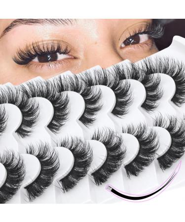 Mink Lashes Wispy False Eyelashes Cat Eye Lashes Natural Look Fluffy 3D Strip Fake Eyelashes Pack by Geeneiya Long-lasting Ultra-light CC Curl Lash Extension Effect