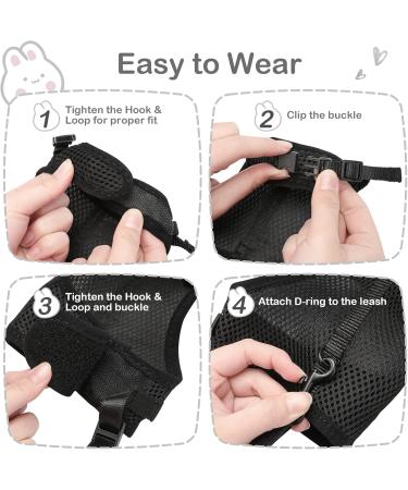 Adjustable Soft Rabbit Dishes & Elastic Leash for Small Animals | XL Black Pet Dishes & Walking Leash for Bunnies & Cats - Buy Online on SooperMarket.com