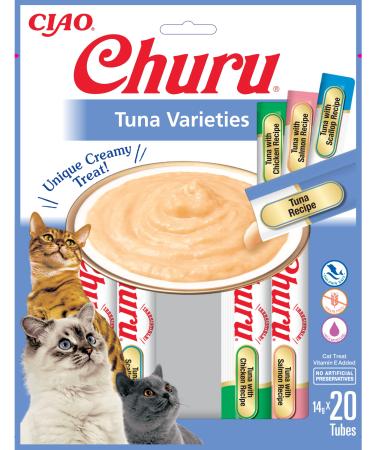 Inaba Churu Puree Katzeneckerli Multipack - 5x tuna 5x tuna & chicken 5x tuna & jakobsmussel and 5x tuna & salmon 20 tubes tuna (previous design) 14 g (20 pack)