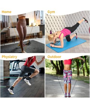 Himaly Resistance Bands Set 5 Heavy-Duty Tapes (100lbs/150lbs) with Handles & Ankle Straps for Strength Training Yoga and Pilates - Optimal for Resistance Training - Buy Online on SooperMarket.com