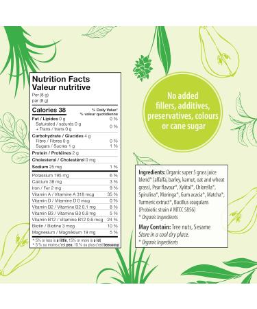 Organic Traditions Super Greens Superfood Powder with Turmeric Pear Flavour Organic Greens Powder Smoothie Booster 200g/7oz Bag - Buy Online on SooperMarket.com