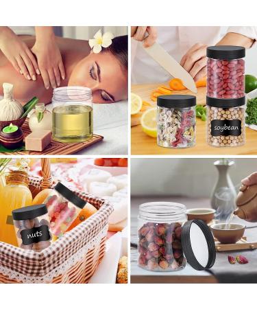 36PCS 8OZ Plastic Jars with Screw On Lids - Refillable Round Containers for Cosmetics, Food, and Slime (Clear & Black) - Buy Online on SooperMarket.com