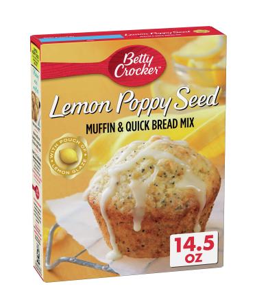 Betty Crocker Lemon Poppy Seed Muffin and Quick Bread Mix Topped With Lemon Glaze, 14.5 oz. (Pack of 12) Lemon Poppy Seeds 14.5 Ounce (Pack of 12)
