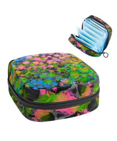 Floral Abstract Sanitary Napkin Storage Bag Feminine Menstrual Cup Pouches Nursing Pad Holder Tampon Bags Portable Period Bag for Women Teen Girls 1Pcs Multi-colored 5