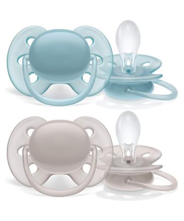 Philips AVENT Ultra Soft Pacifier 6-18m Blue/Grey 4 Pack | SCF211/40 - Buy Online on SooperMarket.com