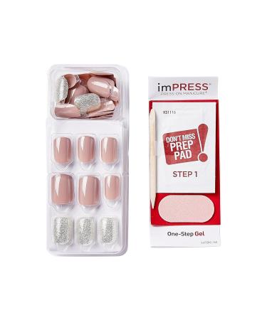 KISS IMPRESS PRESS-ON Manicure One More Chance | Short Quadratic Nails with PureFit Technology | Includes Cleaning Pad Mini File & 30 Artificial Nails - Buy Online on SooperMarket.com