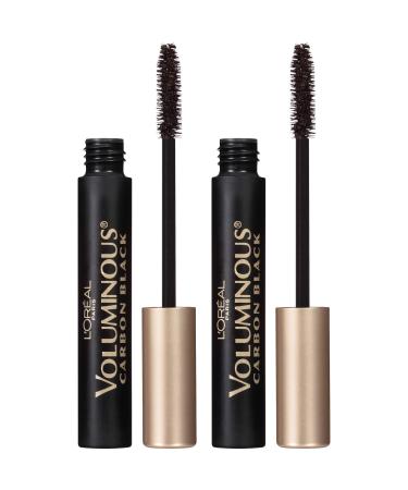 L'Oreal Paris Makeup Voluminous Original Washable Bold Eye Volume Building Mascara Builds Lashes up to 2X Natural Thickness Smudge Free Clump Free Carbon Black 2 count Washable Carbon Black 2 Pack