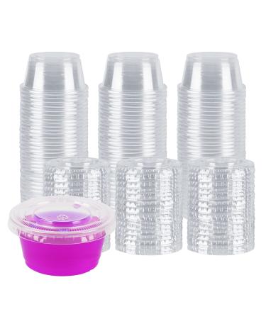 Green Direct 2 oz Containers with Lids | Disposable Plastic Jello Shot Cups | Small Clear Plastic Condiment Cups For Sauce, Souffle, Salad Dressing, Portion Control, Pack of 100 2 oz.
