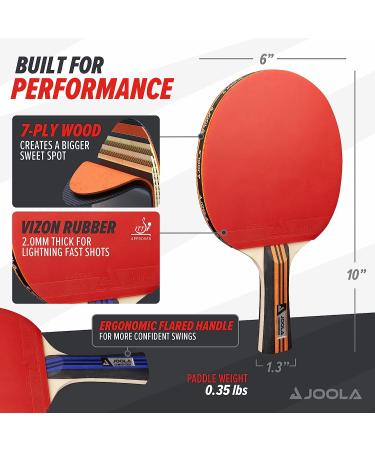 JOOLA Advanced Table Tennis Paddle Set - Includes 4 Ping Pong Paddles  6 3-Star Ping Pong Balls & Carrying Case - for Intermediate Competitive Matches  Ideal for Teens  Adults  & High Volume Play - Buy Online on SooperMarket.com