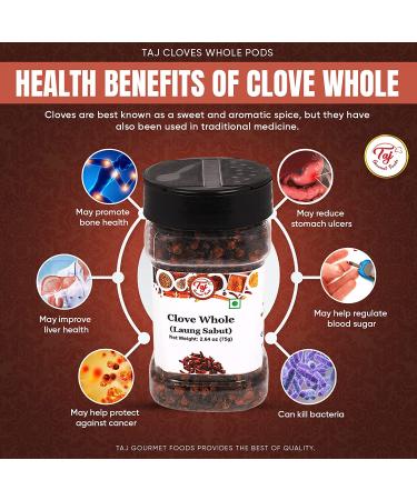 TAJ Cloves Whole Pods Laung 2.6oz (75g) - Premium Quality Spices for Cooking and Baking - Buy Online on SooperMarket.com