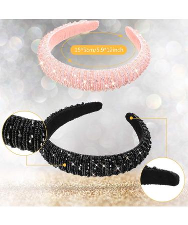 Syhood 5 Pieces Valentine's Day Rhinestone Padded Headband - Mixed Color | Wedding Hair Accessory with Crystal Beads and Glitter | Baroque Rhinestone Embellished Headpiece - Buy Online on SooperMarket.com
