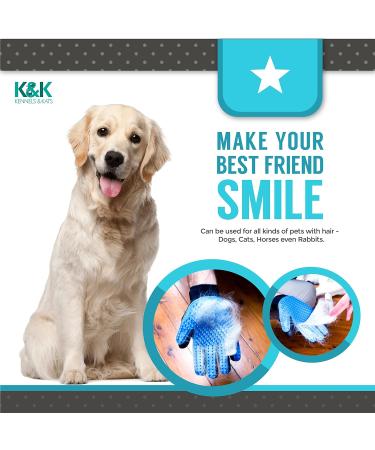 KENNELS & KATS Pet Grooming Glove | Premium De-shedding Brush for Dogs, Cats, Rabbits & Horses | 260 Tips for Mess-free Grooming | One Size Fits All | Blue - Buy Online on SooperMarket.com