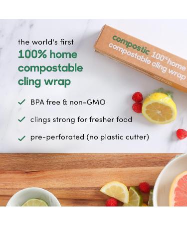 Compostic Home Compostable Cling Wrap - Eco Friendly Reusable Food Wrap, 150 SQ.FT (2 Pack) - Buy Online on SooperMarket.com