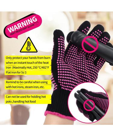 Teenitor Heat Resistant Gloves with Silicone Bumps - Professional Mitts for Hair Styling - Universal Fit Size - Rose Red - Buy Online on SooperMarket.com